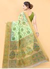 Mint Green and Olive Cotton Traditional Designer Saree - 2