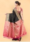 Black and Rose Pink Woven Work Traditional Designer Saree - 3