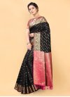 Black and Rose Pink Woven Work Traditional Designer Saree - 2