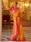 Mustard and Rose Pink Banarasi Silk Trendy Classic Saree - 2