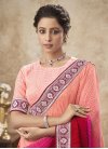 Peach and Rose Pink Embroidered Work Traditional Designer Saree - 1