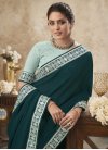 Bottle Green and Turquoise Traditional Designer Saree - 1