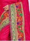 Ravishing Embroidered Work Green and Red Classic Saree - 1