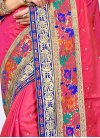 Blissful Silk Embroidered Work Blue and Rose Pink Contemporary Style Saree - 1