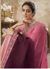 Chinon Fuchsia and Rose Pink Embroidered Work Traditional Designer Saree - 1