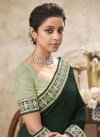 Chinon Bottle Green and Mint Green Traditional Designer Saree - 1