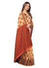 Cotton Silk Peach and Red Woven Work Trendy Classic Saree - 1