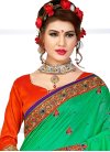 Transcendent Green and Red Contemporary Saree - 2