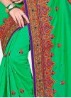 Transcendent Green and Red Contemporary Saree - 1