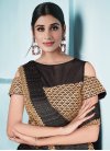 Lycra Black and Brown Embroidered Work Designer Traditional Saree - 1