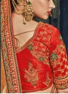 Embroidered Work Orange and Red Classic Saree - 2