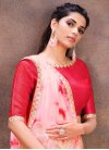 Satin Silk Pink and Red Traditional Designer Saree - 3