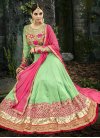 Silk Georgette Mint Green and Rose Pink Trendy Kalidar Salwar Kameez - 1
