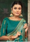 Sea Green and Teal Embroidered Work Traditional Designer Saree - 1
