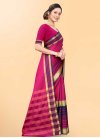 Navy Blue and Rose Pink Traditional Designer Saree For Casual - 2