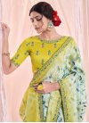 White and Yellow Contemporary Style Saree For Ceremonial - 1