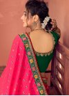 Embroidered Work Bottle Green and Rose Pink Traditional Designer Saree - 1