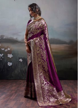 Silk Blend Woven Work Traditional Saree in Purple