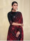 Embroidered Work Black and Red Designer Contemporary Saree - 1