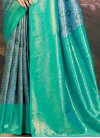 Kanjivaram Silk Light Blue and Sea Green Trendy Classic Saree - 2