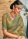 Gold and Teal Woven Work Designer Contemporary Style Saree - 2