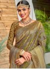 Gold and Olive Woven Work Banarasi Silk Designer Contemporary Style Saree - 2