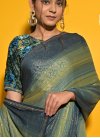Navy Blue and Olive Woven Work  Traditional Designer Saree - 1