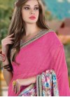 Faux Georgette Beads Work Trendy Classic Saree For Festival - 1