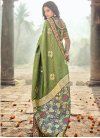 Green and Grey Banarasi Silk Contemporary Saree - 1