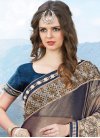 Heavenly Beads Work Beige and Grey Faux Georgette Designer Contemporary Style Saree - 1