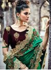 Bottle Green and Green Half N Half Saree For Bridal - 2