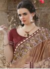Elite Brown and Maroon Beads Work Faux Georgette Traditional Designer Saree - 1