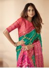 Bhagalpuri Silk Green and Rose Pink Trendy Classic Saree - 2