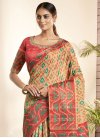 Beige and Tomato Bhagalpuri Silk Designer Contemporary Style Saree - 2