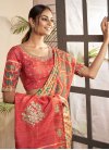 Beige and Tomato Bhagalpuri Silk Designer Contemporary Style Saree - 1
