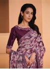 Satin Silk Off White and Purple Half N Half Trendy Saree For Festival - 2