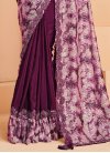 Satin Silk Off White and Purple Half N Half Trendy Saree For Festival - 4