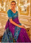 Banarasi Silk Light Blue and Purple Trendy Classic Saree For Ceremonial - 2