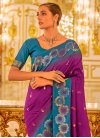 Banarasi Silk Light Blue and Purple Trendy Classic Saree For Ceremonial - 1