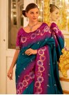 Woven Work Purple and Teal Designer Contemporary Saree - 1