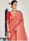 Red and Salmon Woven Work Designer Traditional Saree - 1