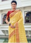 Woven Work Red and Yellow Contemporary Style Saree - 1