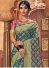Woven Work Fuchsia and Teal Contemporary Style Saree - 1