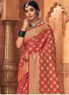 Green and Red Woven Work Contemporary Style Saree - 1