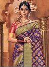 Patola Silk Navy Blue and Rose Pink Contemporary Style Saree - 1