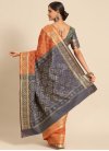 Navy Blue and Orange Silk Blend Traditional Designer Saree - 2