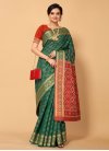 Bottle Green and Red Woven Work Designer Contemporary Saree - 1