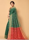 Bottle Green and Red Woven Work Designer Contemporary Saree - 2