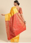 Gold and Tomato Silk Blend Traditional Designer Saree - 1