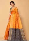 Navy Blue and Orange Traditional Designer Saree For Ceremonial - 1
